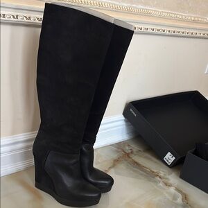 Vince Black Over the Knee Boots with Platform Sole